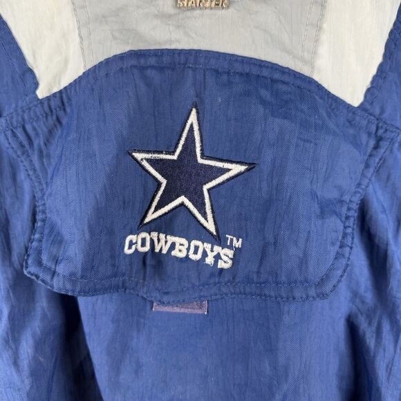 Vintage 90s Starter Dallas Cowboys Jacket Medium NFL Pro Line Hooded (Defects) - Picture 3 of 13